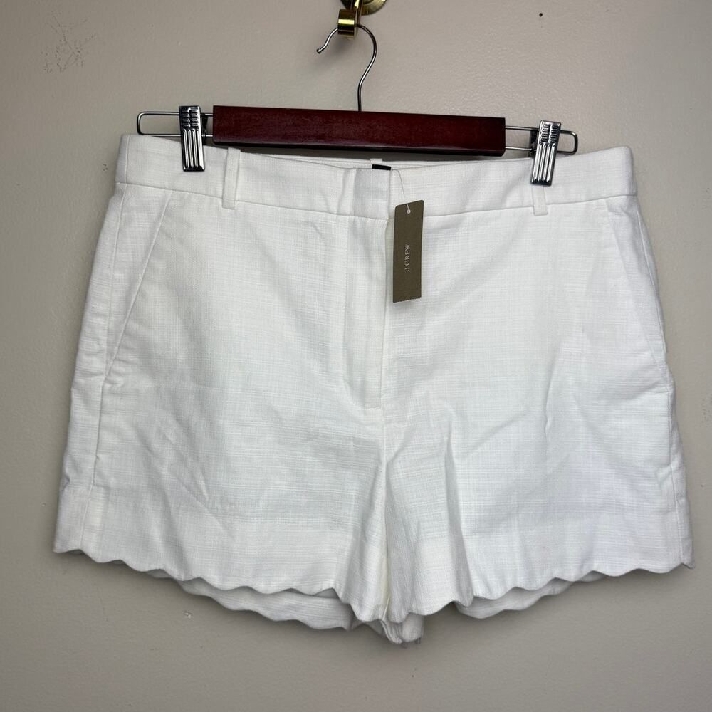 J. Crew Cream Scalloped Hem 3" Shorts NWT Sz. 10 - Picture 2 of 7